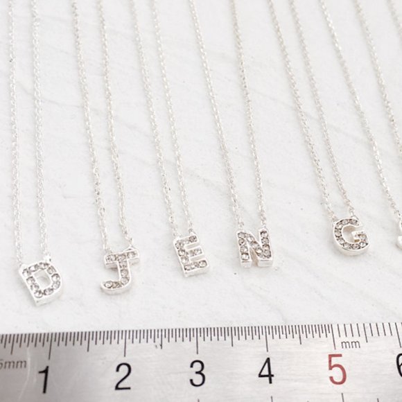 mini Initial crystal pendant necklace Clavicle Necklace - Picture 9 of 17